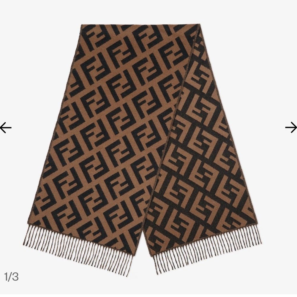 Fendi FF brown cashmere scarf